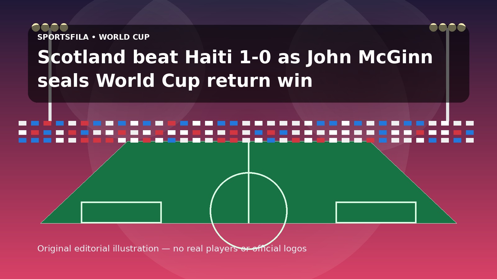 Editorial illustration for Sportsfila article: Scotland beat Haiti 1-0 as John McGinn seals World Cup return win