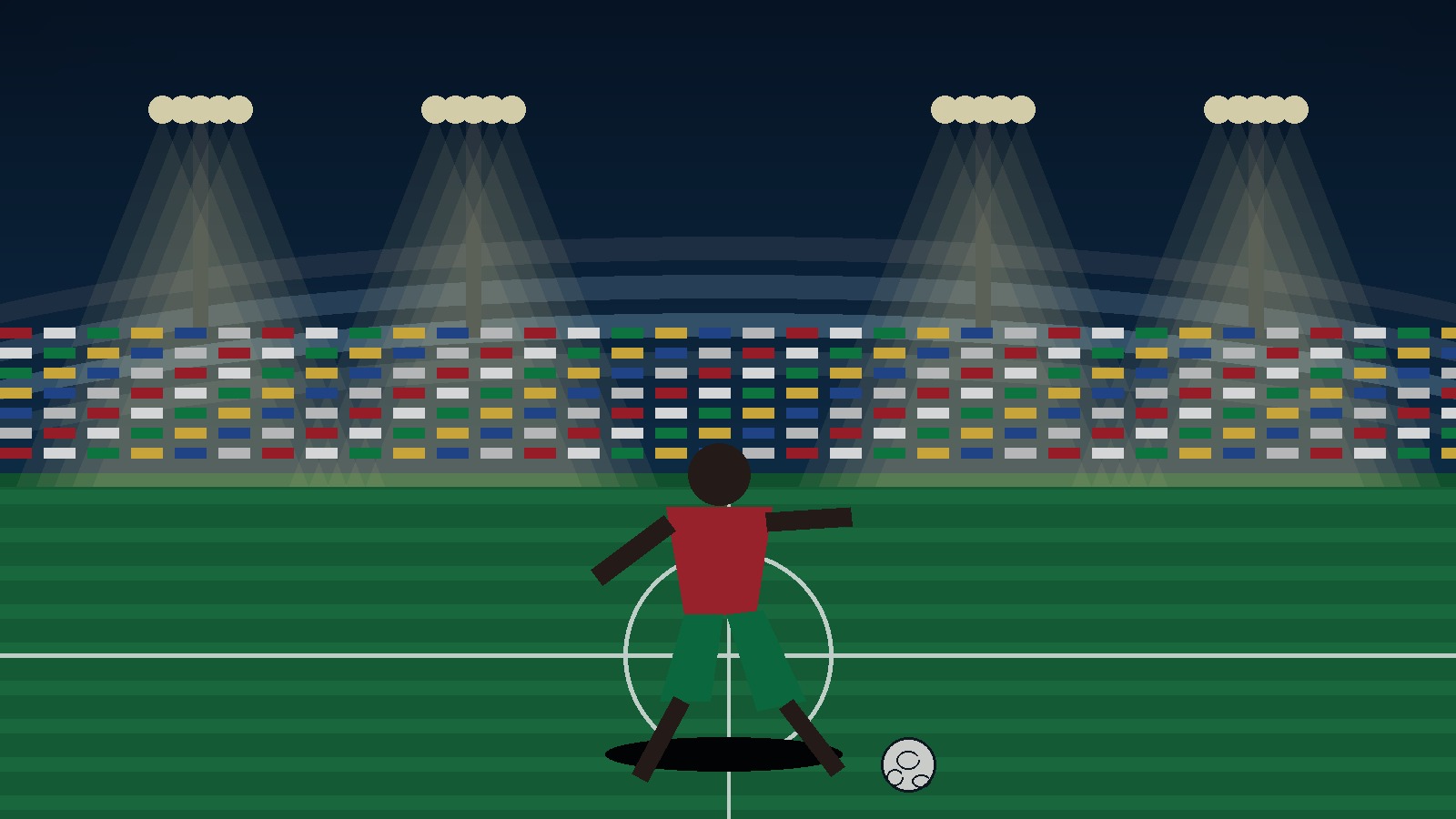 Original Sportsfila editorial illustration of a generic soccer player in a stadium for a World Cup news story; no real player, logos or third-party photo rights used.